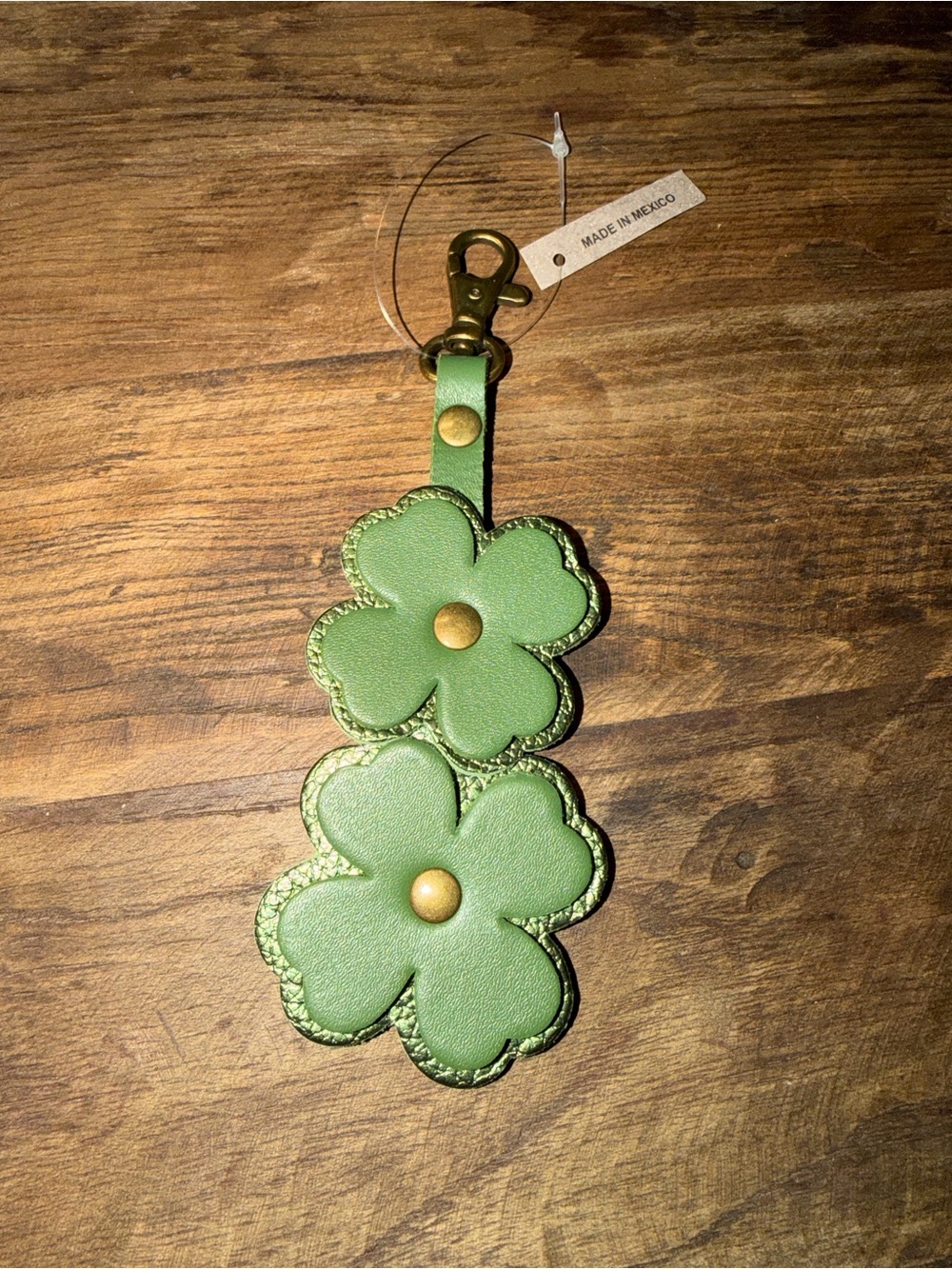 NWT Portland Leather Four-leaf clover keychain bag flair *discontinued* last one